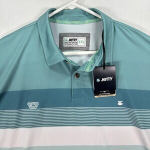 Jetty Bunker Polo Shirt Mens 2XL Striped Dewey Beer Golf Performance Stretch NWT